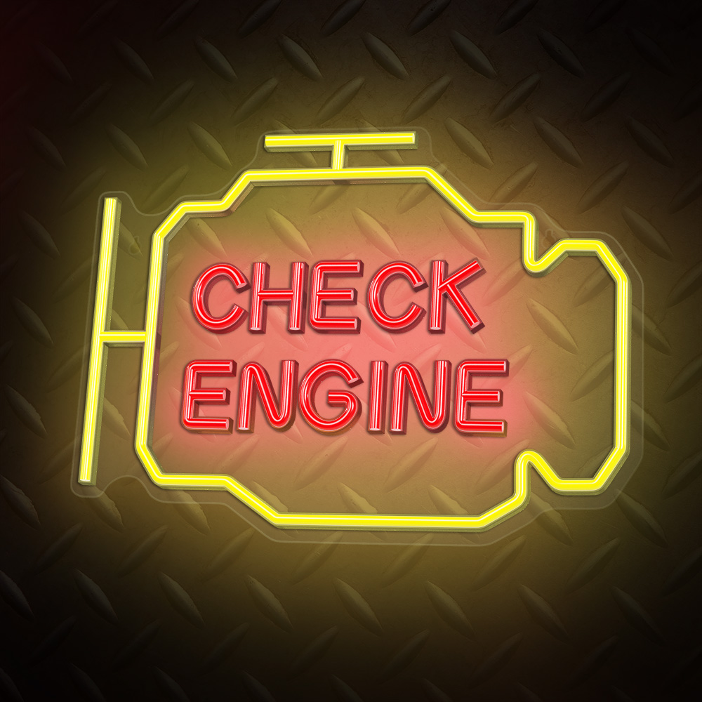 Neonskilt PLEXI LED CHECK ENGINE yellow red NNE21 Neolia