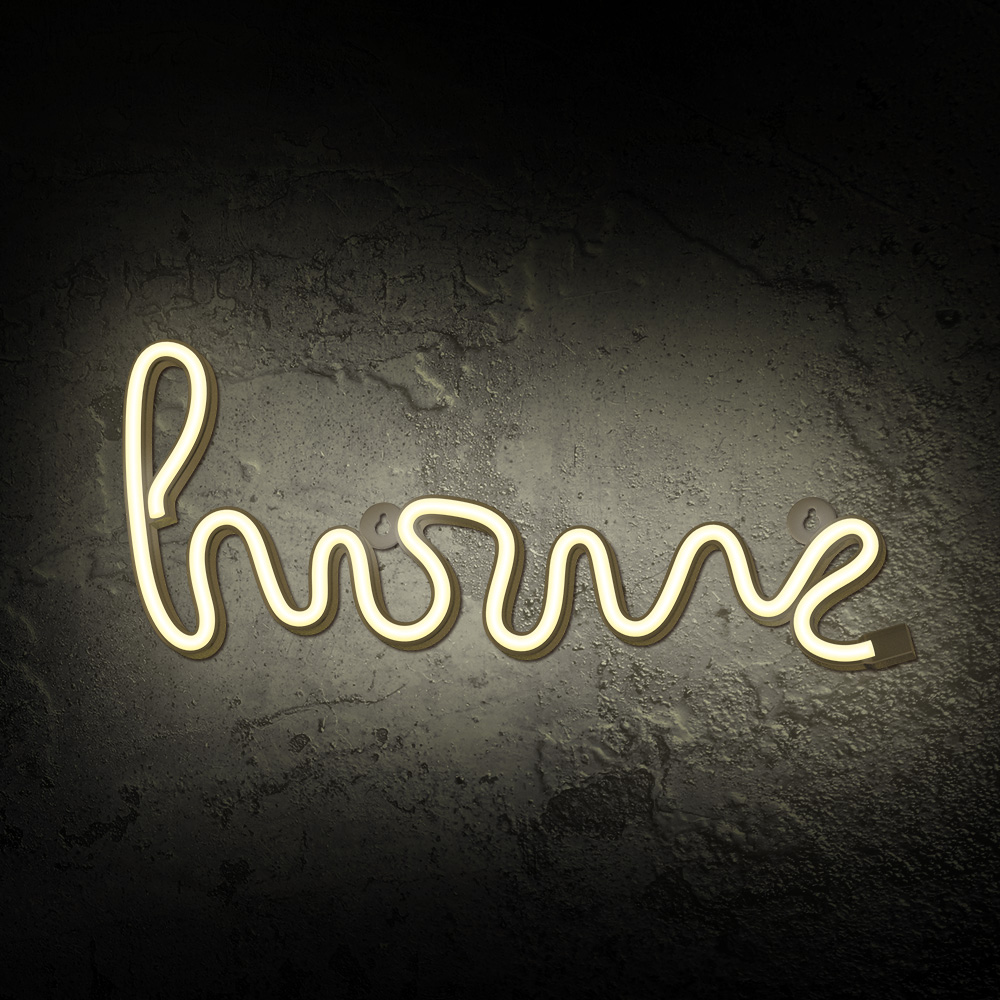 Neonskilt LED Light HOME warm white Bat + USB FLNE21 Forever Light