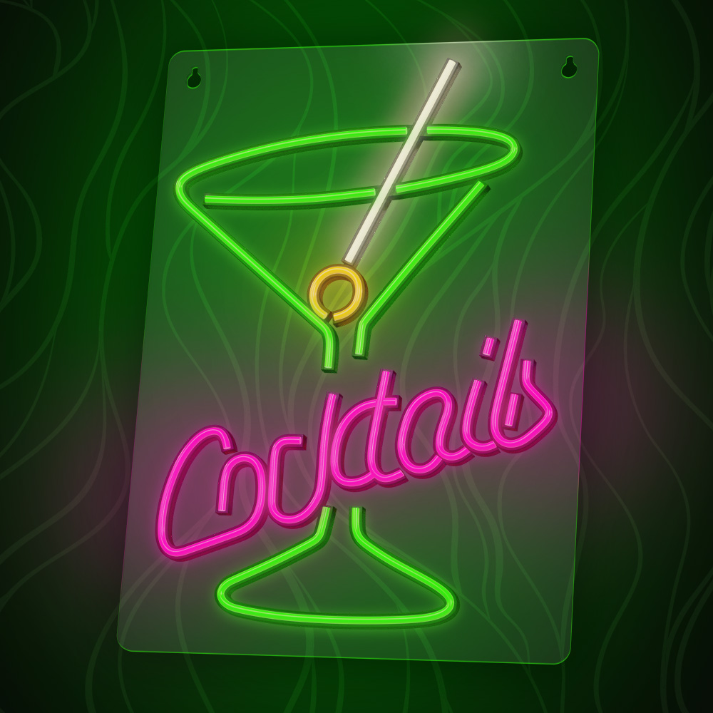 Neonskilt PLEXI LED COCKTAILS pink green FPNE02X Forever Light
