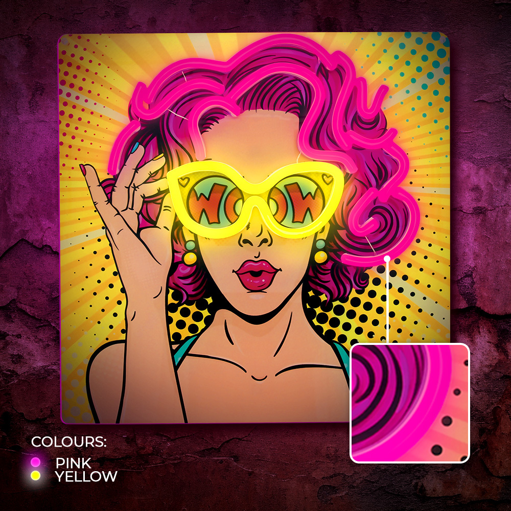 Neonskilt ART LED POWER WOMAN yellow-purple FLA02 Forever Light